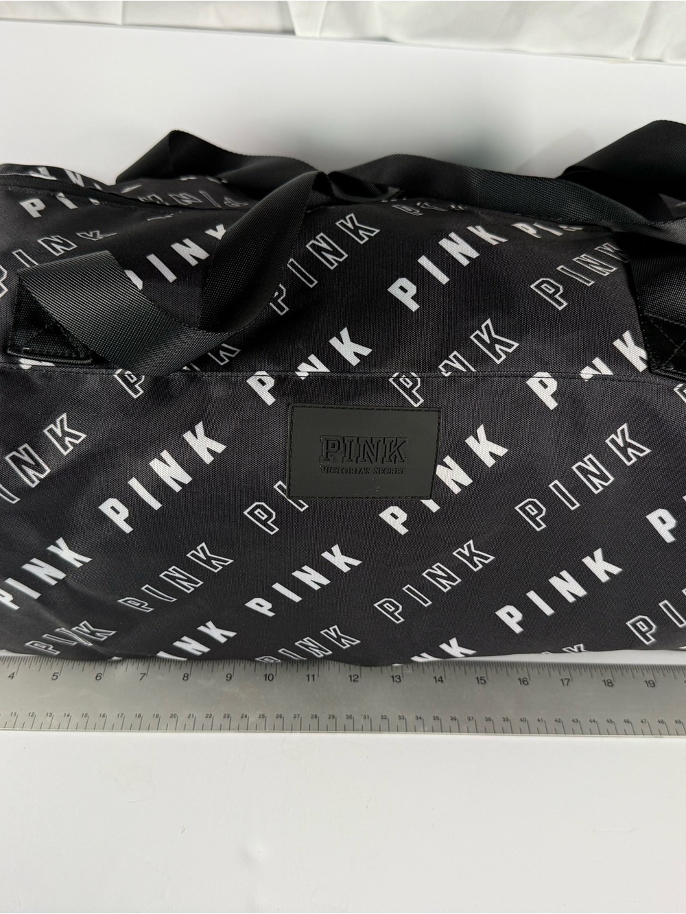 PINK Victoria's Secret Black/White Logo Duffel Bag